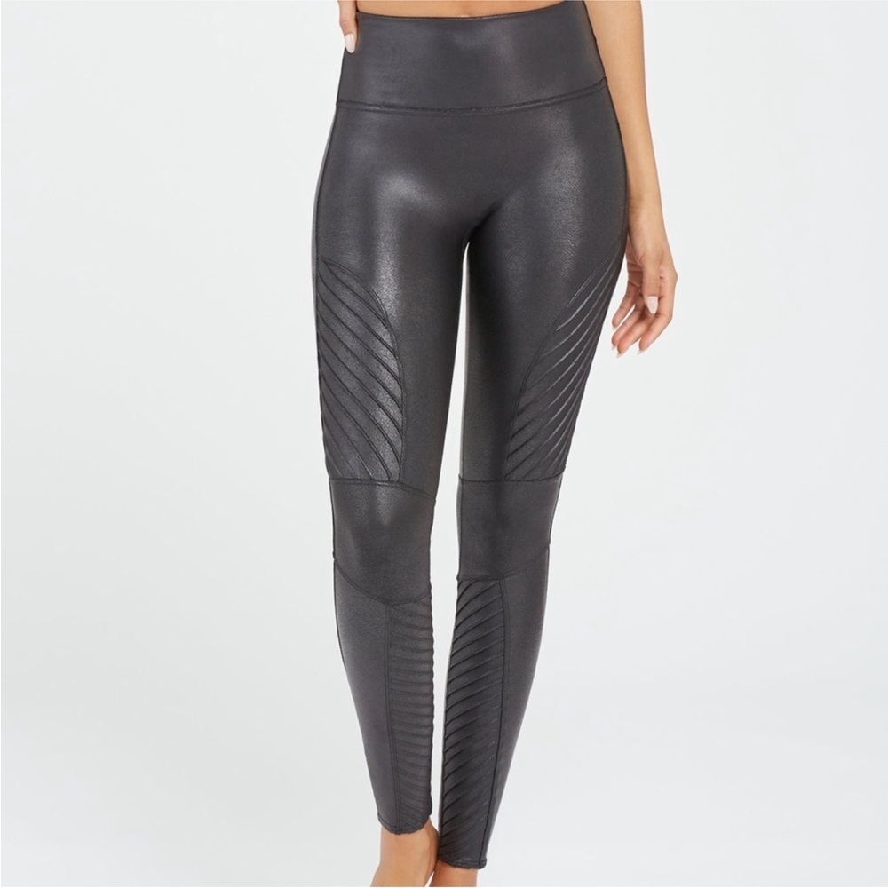 Spanx Faux Leather Moto Leggings in Black, Size MP
